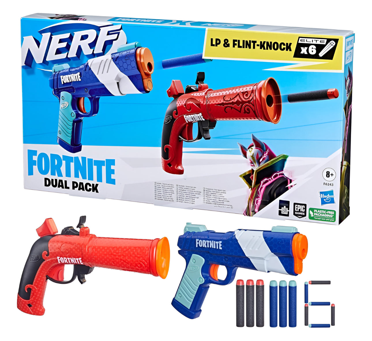 Nerf Fortnite Dual Pack Lp Y Flint-knock Con 6 Dardos Multicolor