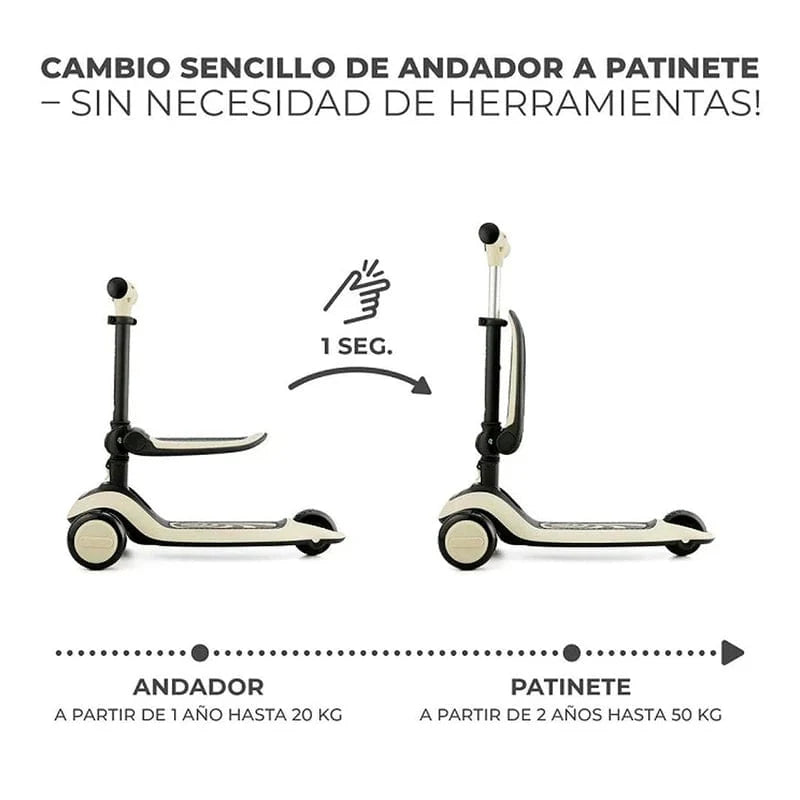 Triciclo scooter 2 en 1 HALLEY stone white - Kinderkraft